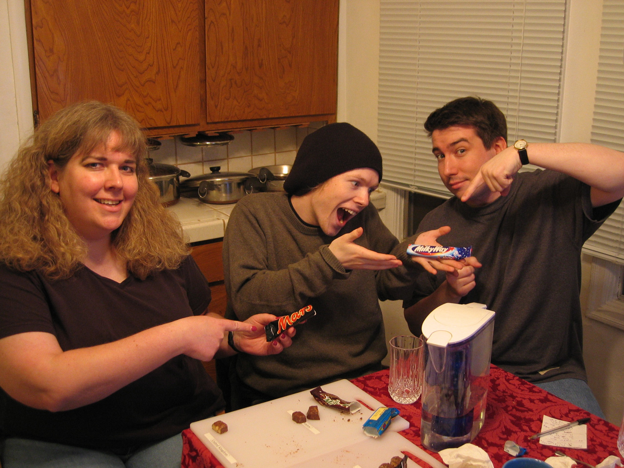 Adina, Pete and Pete with Mars bar faves